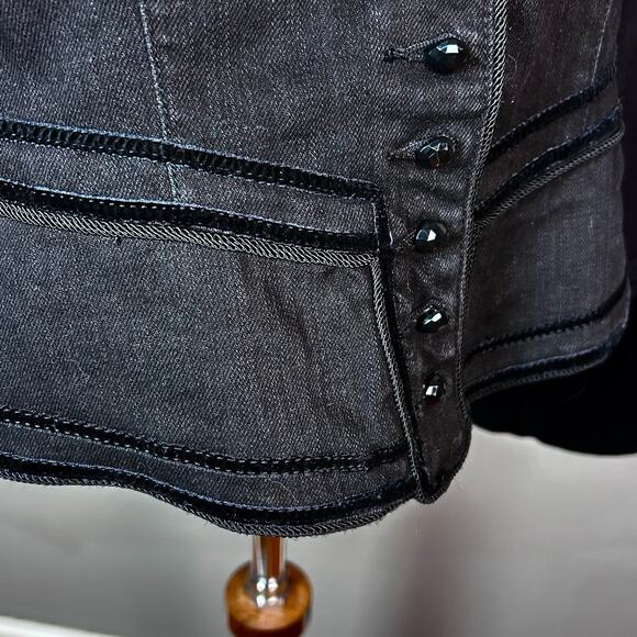 Lauren Ralph Lauren jacket Large NWT denim Victorian Royal velvet Western - Picture 4 of 13
